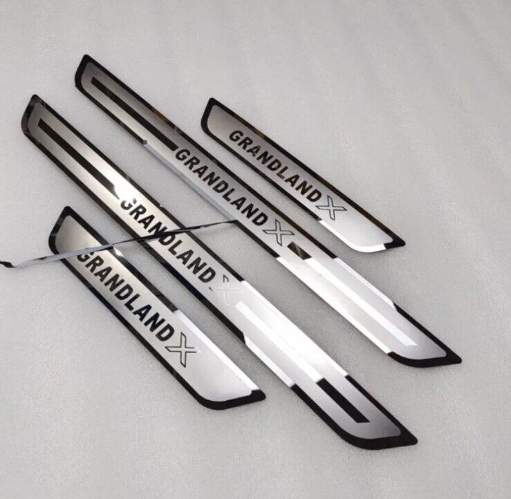 Vauxhall Grandland X Stainless Steel Door Sill Protector Strips Scuff Plates 4pc