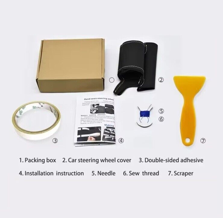 Mercedes Benz AMG Black Leather Steering Wheel Cover Self Stitch With Red Thread