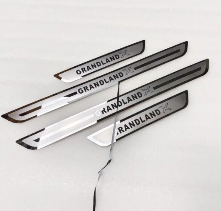 Vauxhall Grandland X Stainless Steel Door Sill Protector Strips Scuff Plates 4pc
