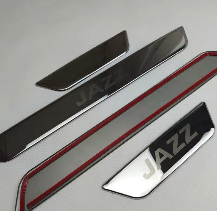 Honda Jazz Stainless Steel Door Sill Protector Strips Scuff Plates Chrome 4pcs