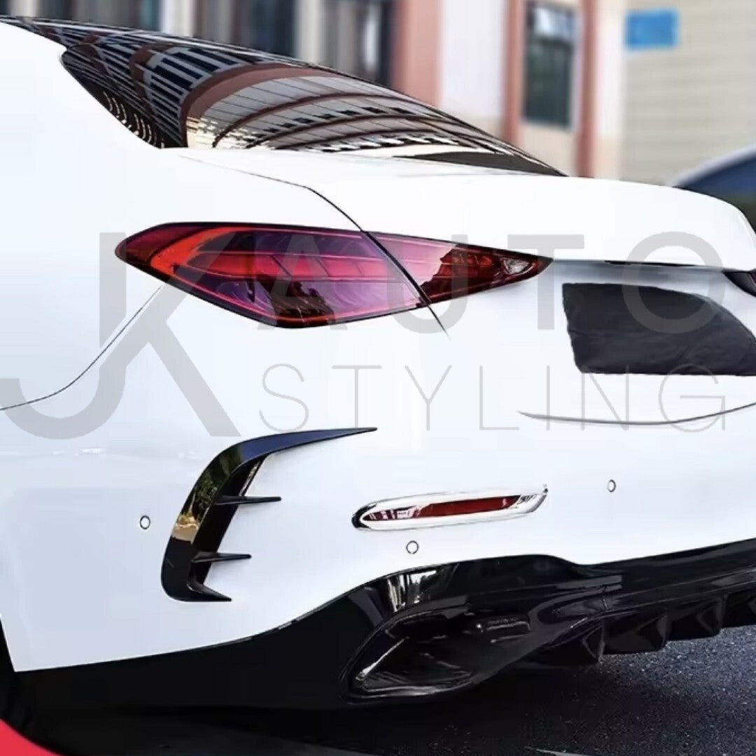 Gloss Black Rear Bumper Grille Vent Canards For Mercedes C Class W206 2022+