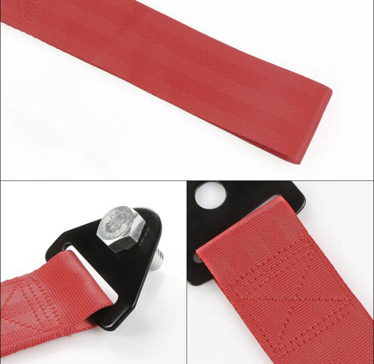 Ford ST Line Tow Strap 29cm Red Nylon With Fixing Bolt JDM Style Tow Rope 2T