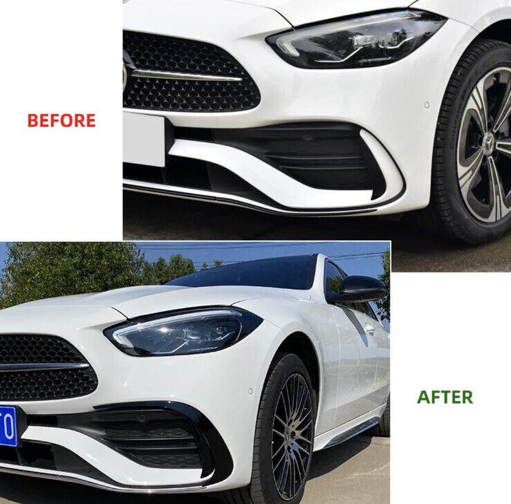 Gloss Black Front Bumper Side Canards For Mercedes Benz C Class W206 2pcs