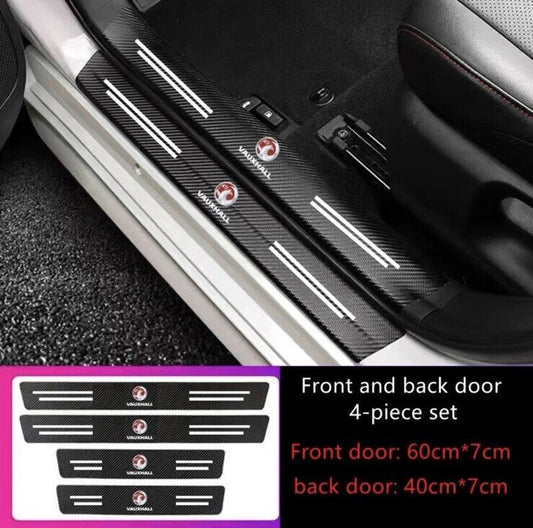 Vauxhall Carbon Fibre Effect Adhesive Door Sill Strip Protectors Vinyl 4pcs