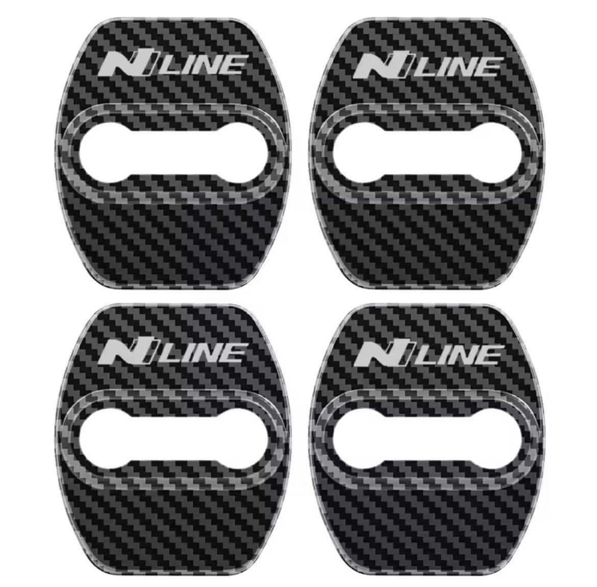 Carbon Fibre Effect Door Lock Covers For Hyundai i20 i30 Kona Tucson N Line 4pcs