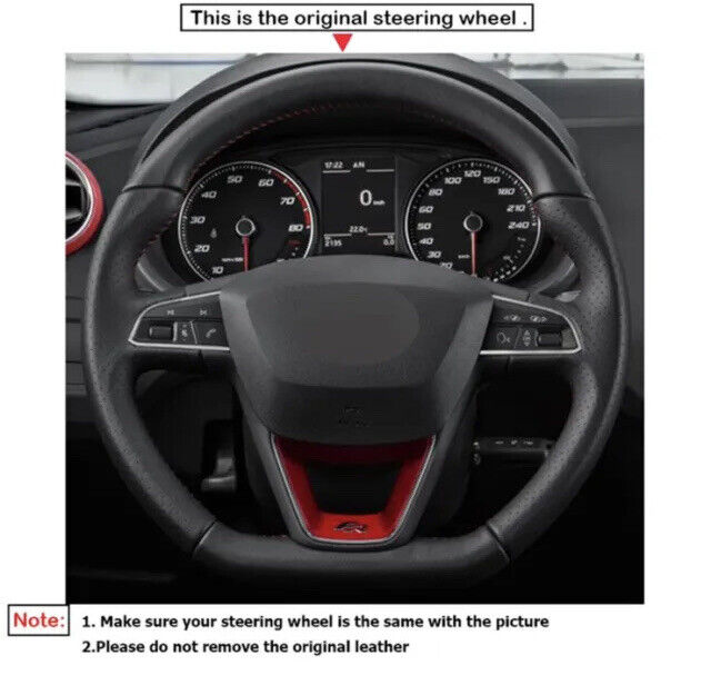 Seat Leon FR Cupra ST Ibiza Ateca FR Suede Steering Wheel Cover Self Stitch Red