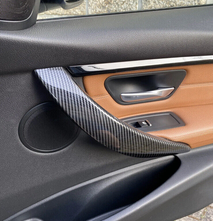 BMW 3 Series 4 Series Carbon Fibre Effect Interior Door Grab Handle Covers 4pcs