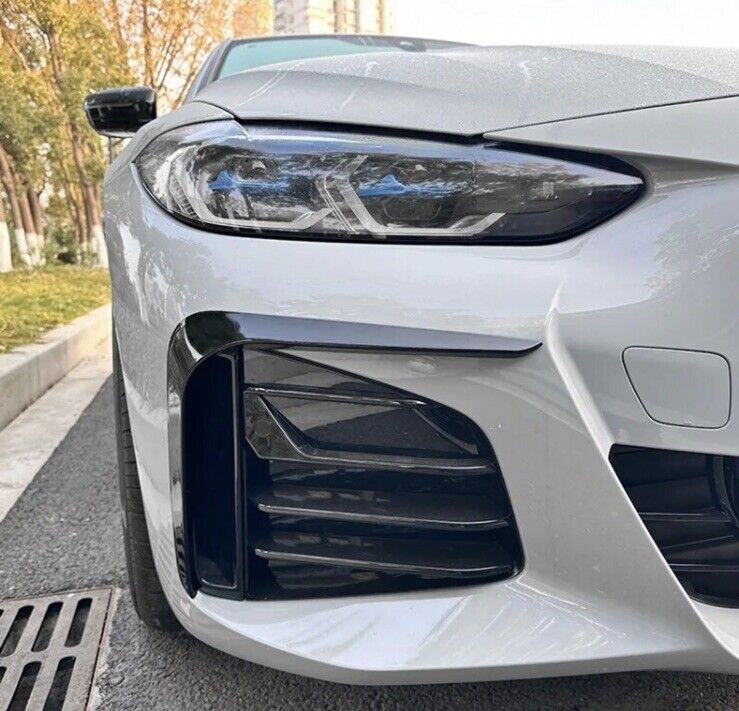 BMW 4 Series 2021-2024 Gloss Black Front Bumper Side Grille Vent Canards 2pcs