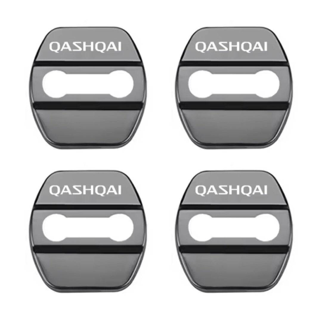 Nissan Qashqai Black Stainless Steel Door Lock Protector Covers Accessories 4pcs