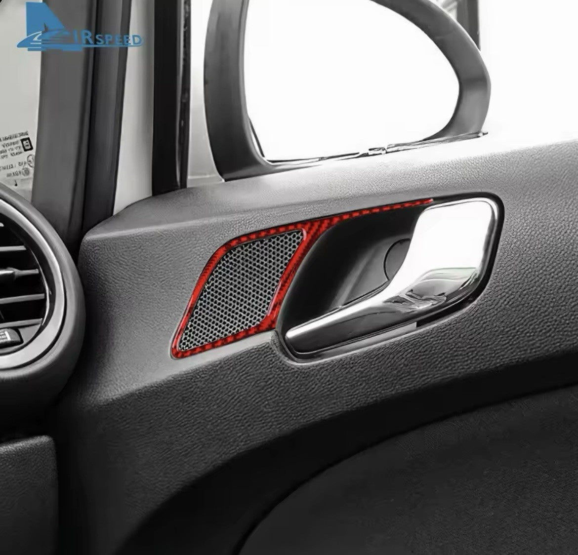 Vauxhall Corsa D 2007-2014 Red Carbon Fibre Interior Door Handle Surrounds 4pcs