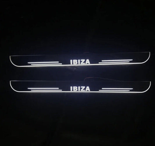 Seat Ibiza Chrome LED Door Sill Protector Strips Scuff Plates Kick Plate Pedals