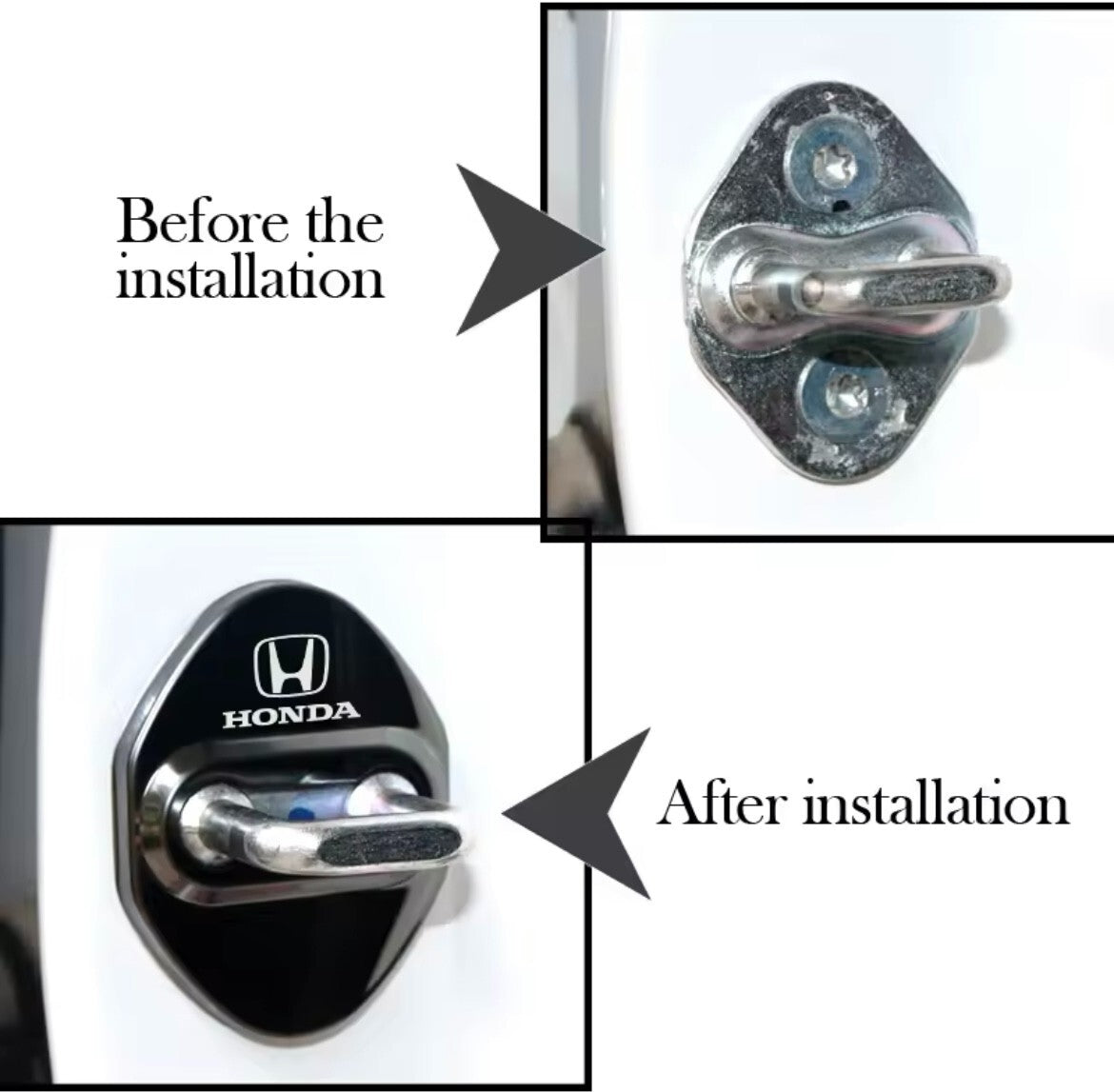 Honda CR-V Civic HR-V Black Stainless Steel Door Lock Protector Covers 4pcs