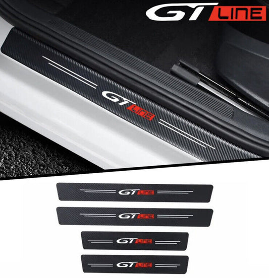 Peugeot GT Line Carbon Fibre Effect Adhesive Door Sill Overlay Strips 4pcs