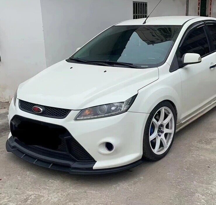 Ford Focus RS MK2 RS500 Matt Black Front Splitter Bumper Lip 3-Piece Kit