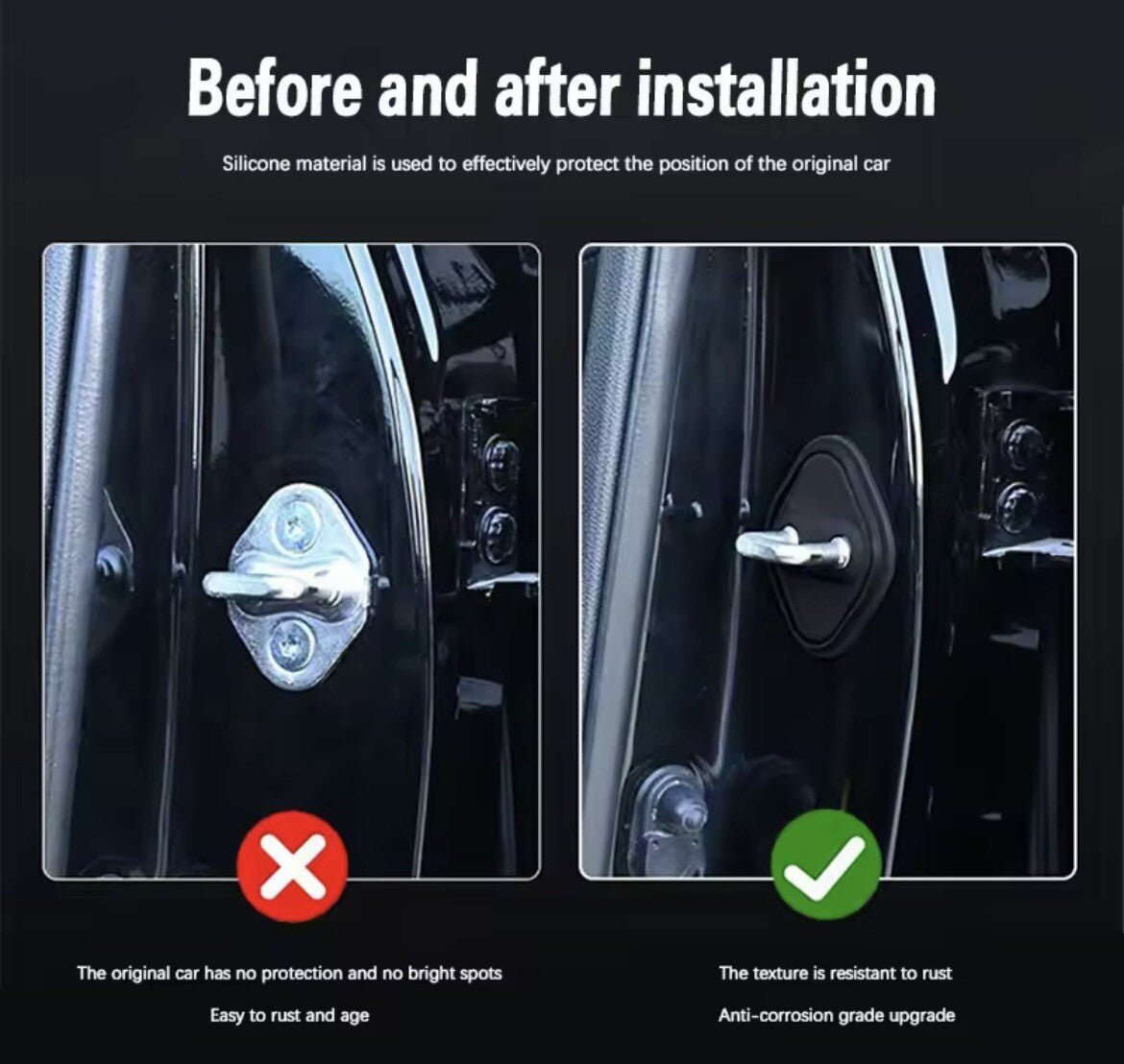 Mazda CX-3 CX3 Black Silicone Door Lock Catch Protector Covers 2pcs