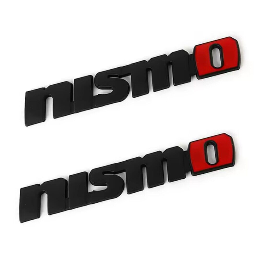 Black & Red Metal Nismo Badge For Nissan Side Fenders Rear Boot 2pcs