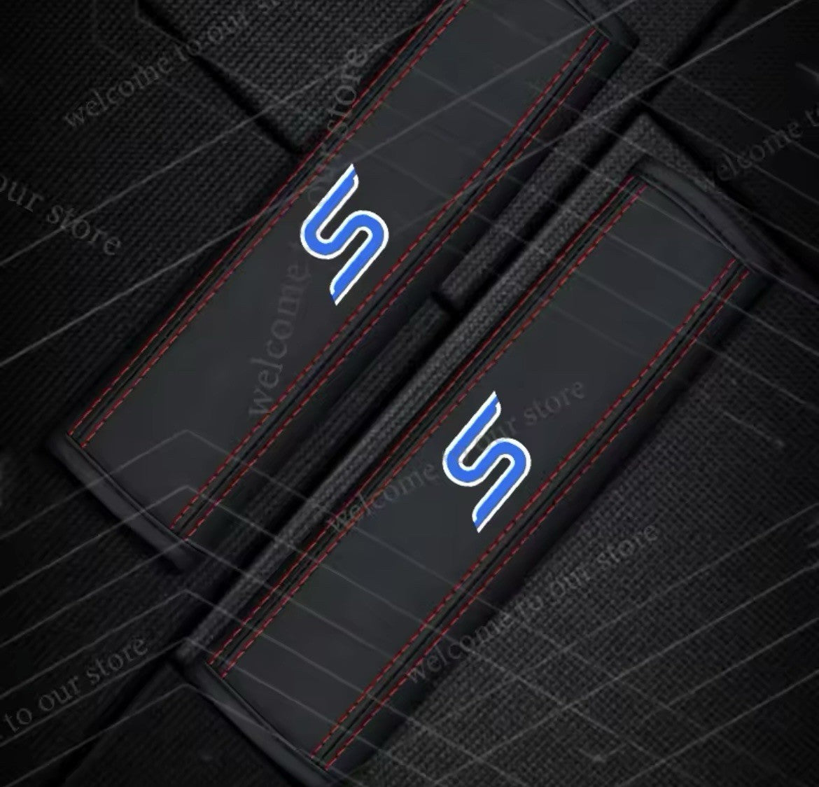 Ford Zetec S Seatbelt Cover Pad For Ford Fiesta Focus Zetec S Black & Blue 2pcs