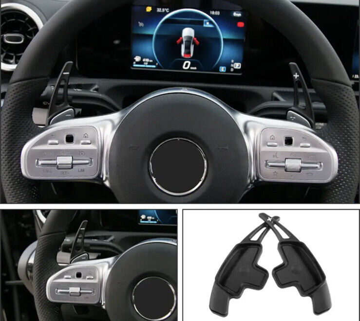Mercedes Benz A B C E CLA GLA Class Steering Wheel Paddle Shift Extensions Black