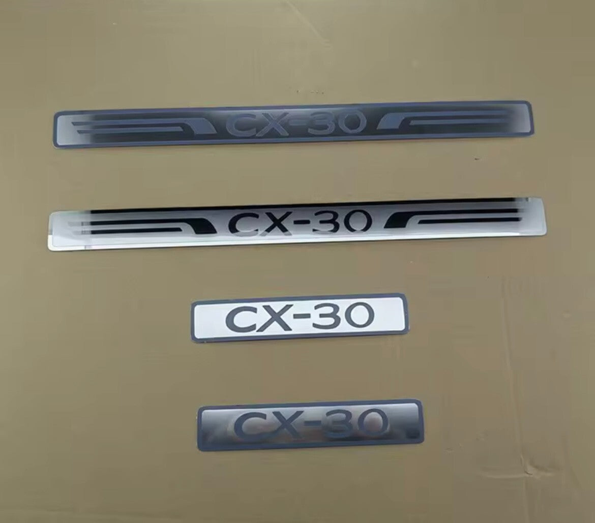 Mazda CX-30 2019 2020 Stainless Steel Door Sill Protector Strips Scuff Plates