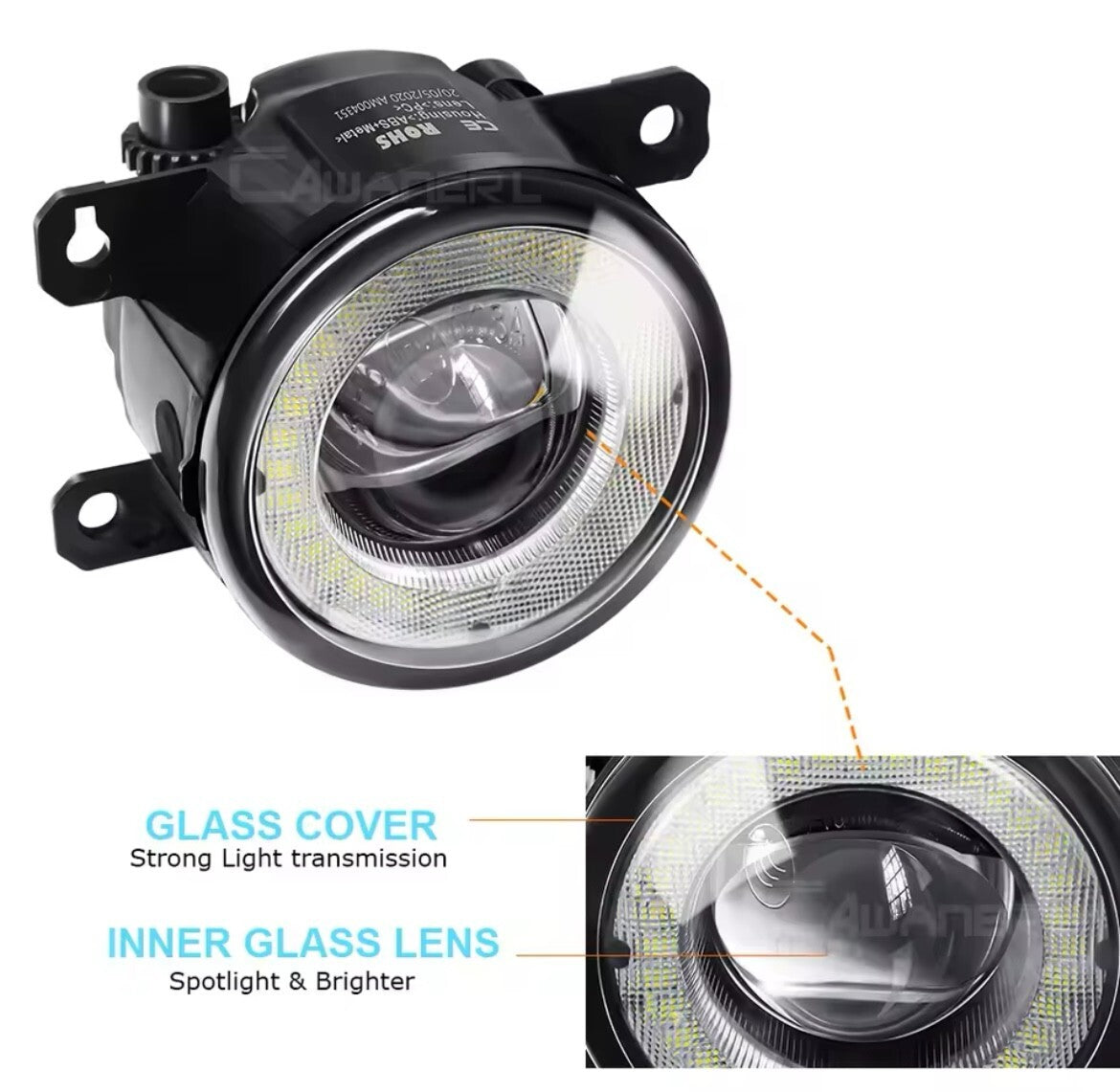 Vuaxhall Corsa VXR 2007-2014 Yellow Daytime Running Halo Lights Front Fog H11