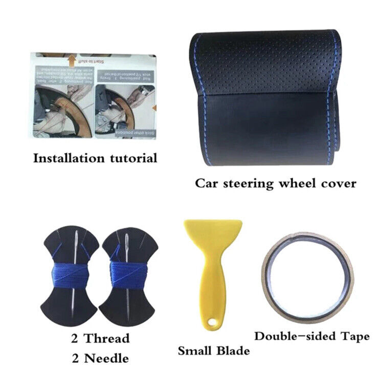 Ford Fiesta Focus ST ST Line Suede Leather Steering Wheel Cover Blue Stitch