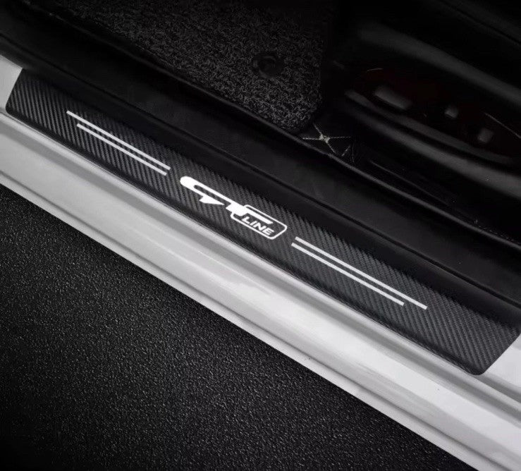 Kia GT Line Carbon Fibre Effect Car Door Sill Protector Strips Vinyl 4pcs