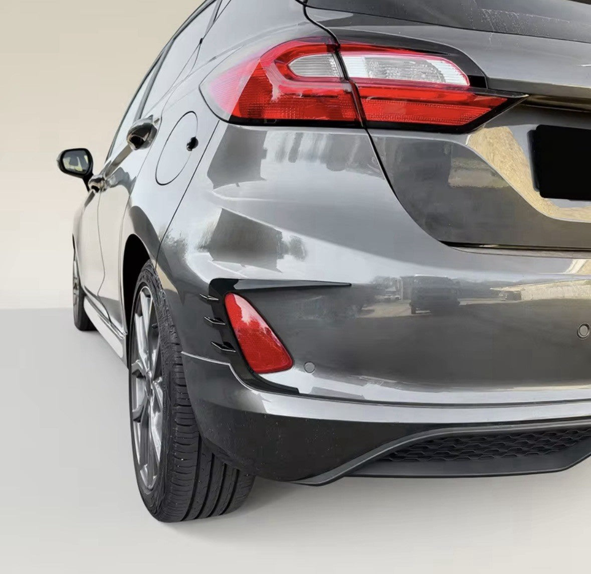 Ford Fiesta MK8 MK8.5 Gloss Black Rear Bumper Canards Reflector Surrounds 2pcs