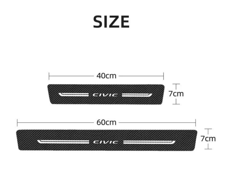 4pcs Honda Civic Carbon Fibre Effect Car Door Sill Protective Strips