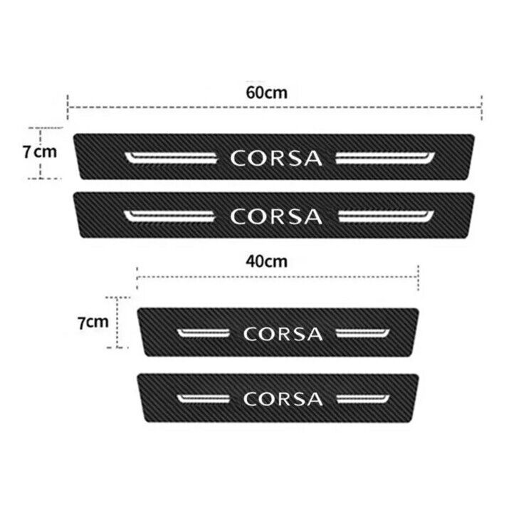 Vauxhall Corsa Carbon Fibre Effect Adhesive Door Sill Strip Protectors Vinyl