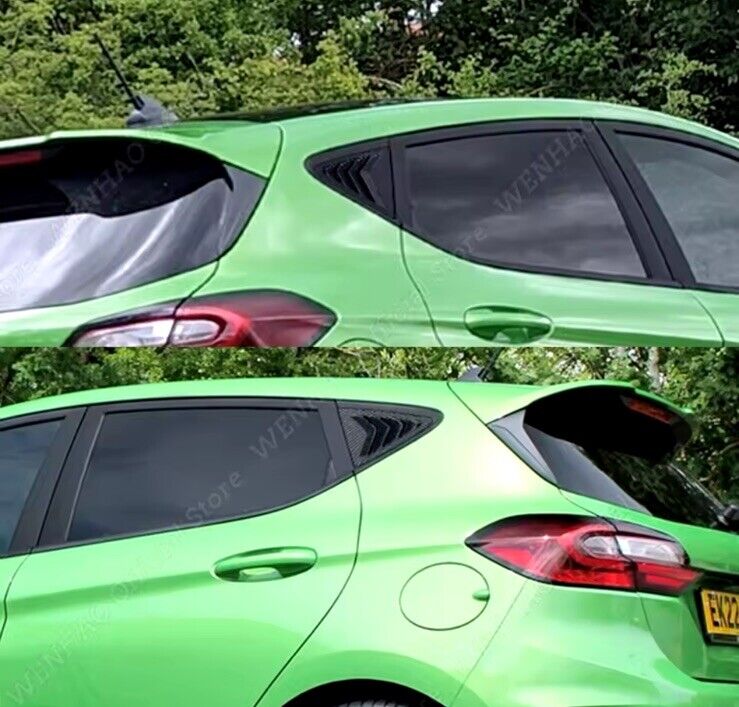 Ford Fiesta MK8 2018-2024 Gloss Black Rear Side Window Louvers Vents Covers 2pcs