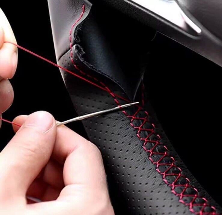 Mercedes A45 E63 GLE53 S65 AMG GT Steering Wheel Cover Carbon & Leather DIY Red