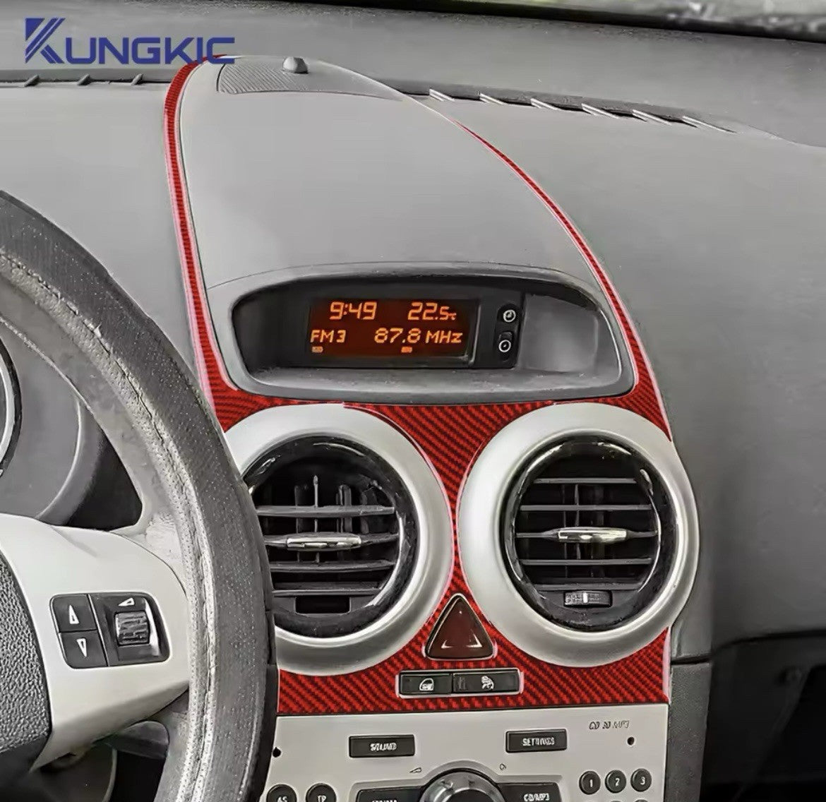 Vauxhall Corsa D 2007-2014 Red Carbon Fibre Centre Console Air Vent Surrounds