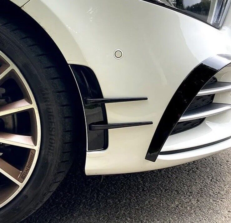 Mercedes-Benz A Class A180 A200 A220 Front Bumper Gloss Black Canard Fins 2pcs