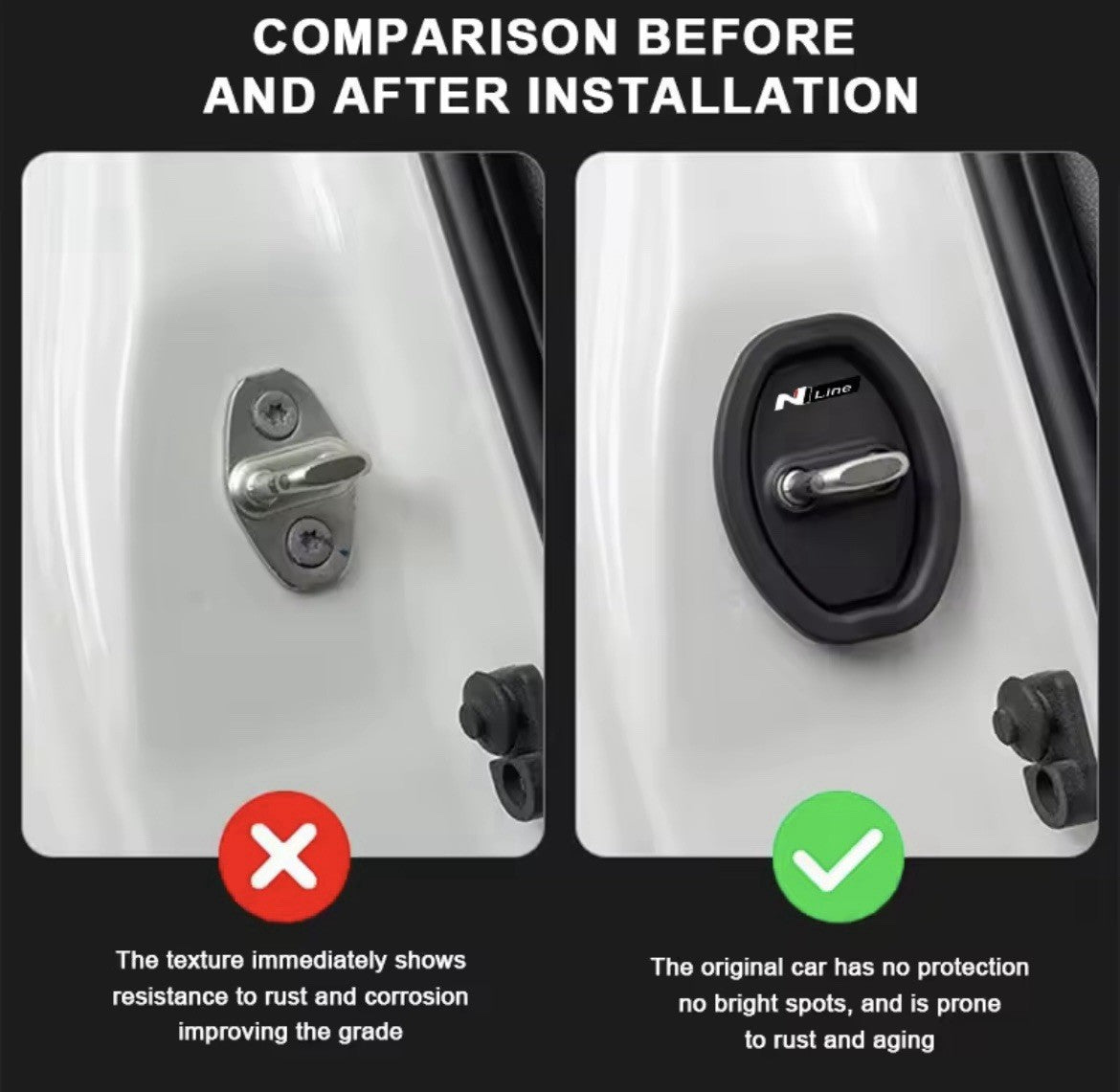 Hyundai N Line Black Silicone Door Lock Protector Covers i10 i20 i30 Tucson 4pcs