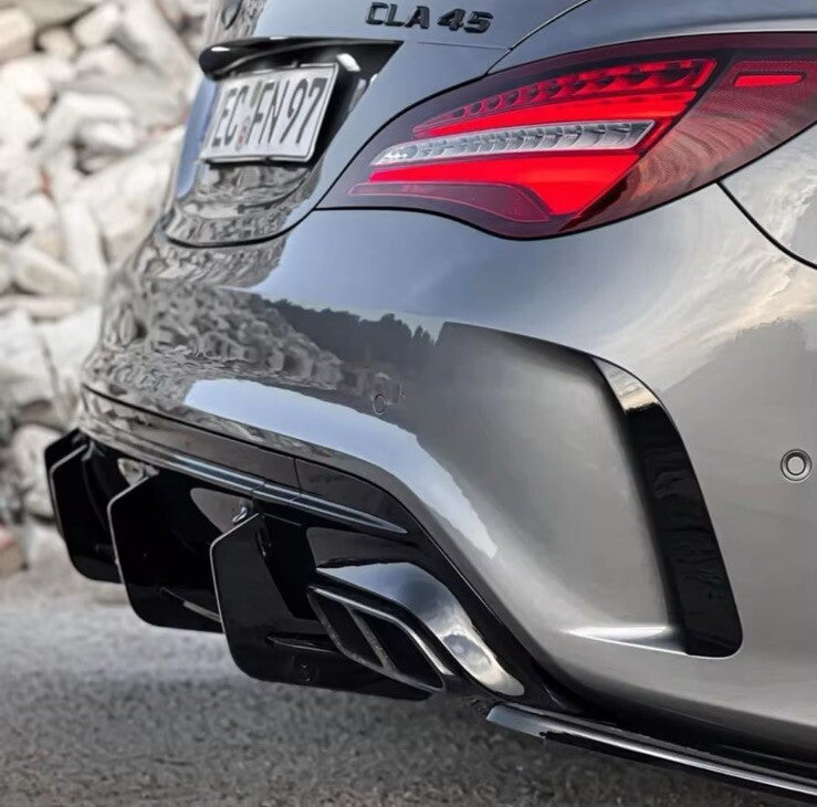 Mercedes CLA45 AMG C117 2016-2019 Rear Bumper Diffuser Blade Style Gloss Black