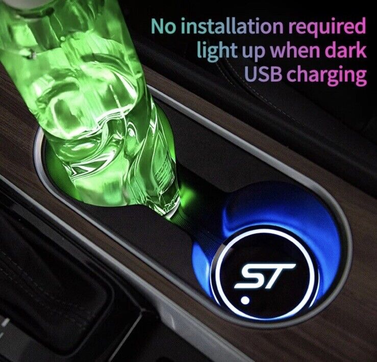 Ford ST Wireless Light Up RGB LED Drink Coaster Mat For Ford Fiesta Focus Puma