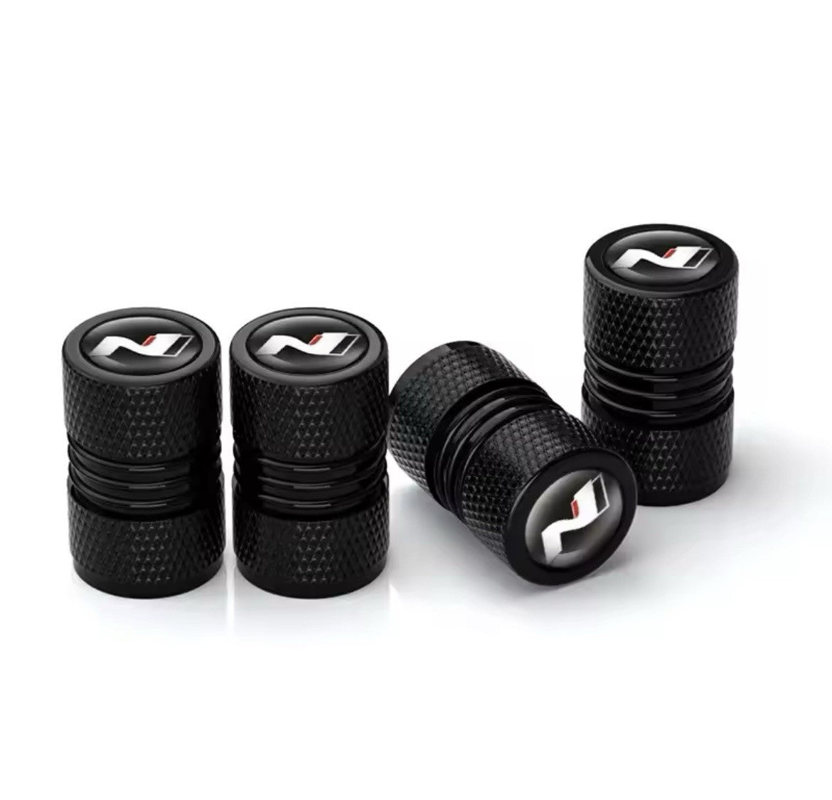 4pcs Black Metal N Performance Tyre Stem Valve Dust Caps Hyundai i20 i30 Elantra