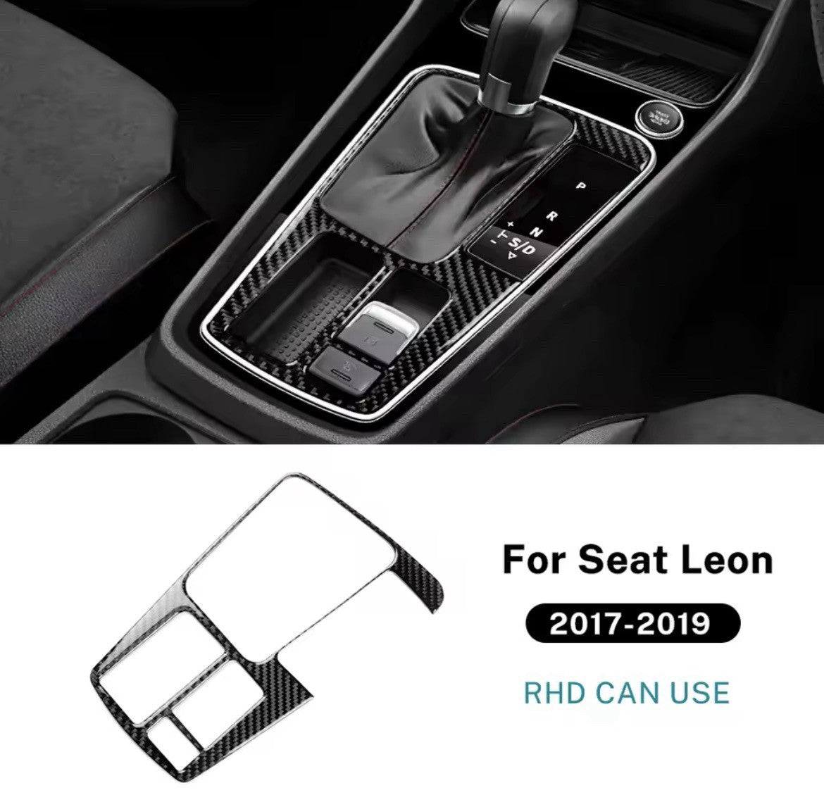 Seat Leon 2017-2019 Carbon Fibre Centre Console Gear Panel Inner Trim Cover