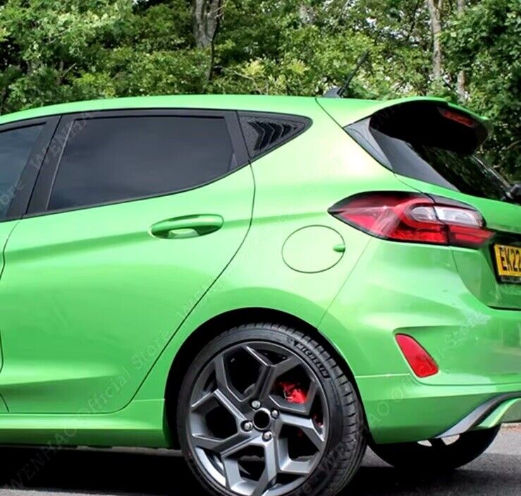Ford Fiesta MK8 2018-2024 Gloss Black Rear Side Window Louvers Vents Covers 2pcs