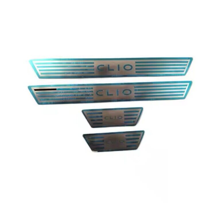 Renault Clio Stainless Steel Door Sill Protector Strips Scuff Plates Chrome 4pcs