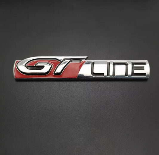 Peugeot 208 308 508 3008 5008 GT Line Badge Metal Chrome Red & Black