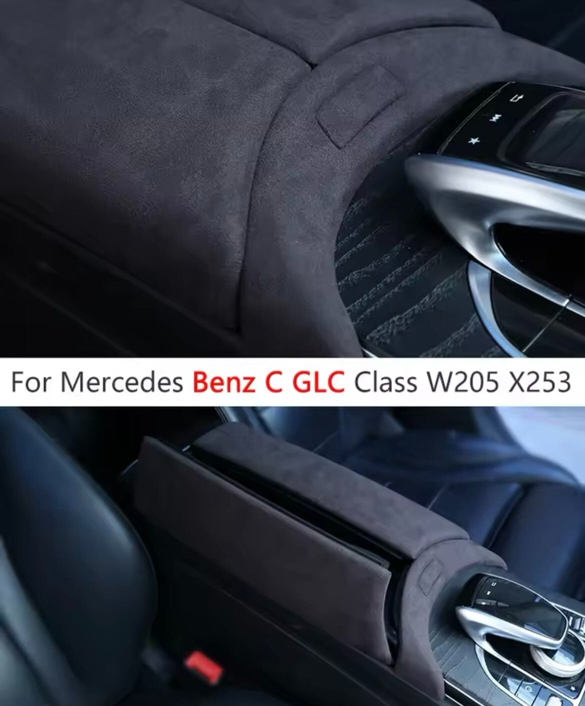 Mercedes C W205 GLC W253 X253 2015-2020 Centre Console Suede Armrest Button Trim