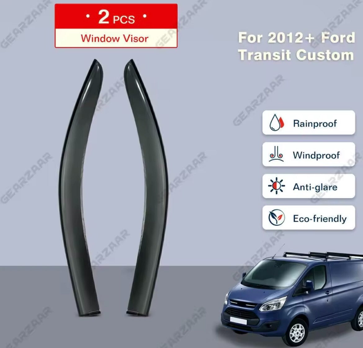 Ford Transit Custom 2012+ Wind Deflectors Smoke Tinted 2pcs