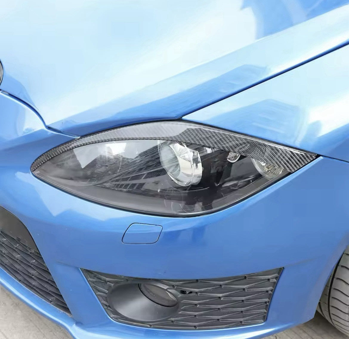Seat Leon MK2 1P 2008-2012 Soft Carbon Fibre Headlight Eyebrows Eyelids Trim