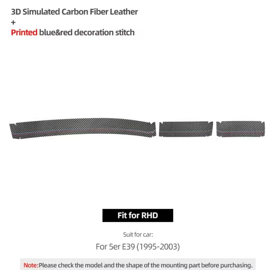BMW 5 Series E39 1995-2003 Carbon Fibre Effect Centre Dashboard Panel Trim Cover