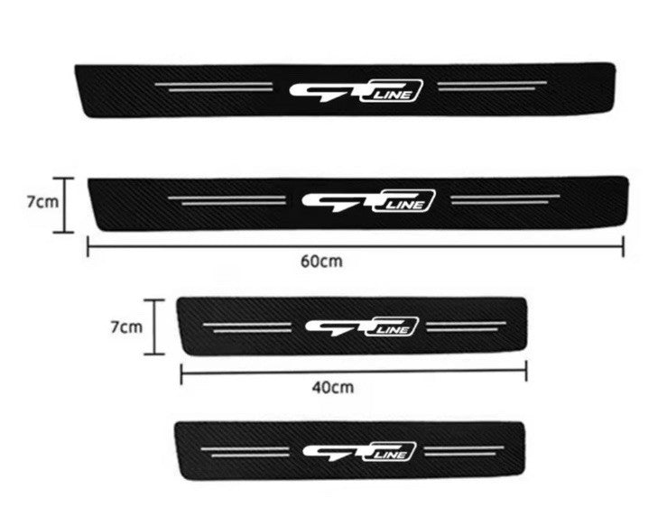 Kia GT Line Carbon Fibre Effect Car Door Sill Protector Strips Vinyl 4pcs
