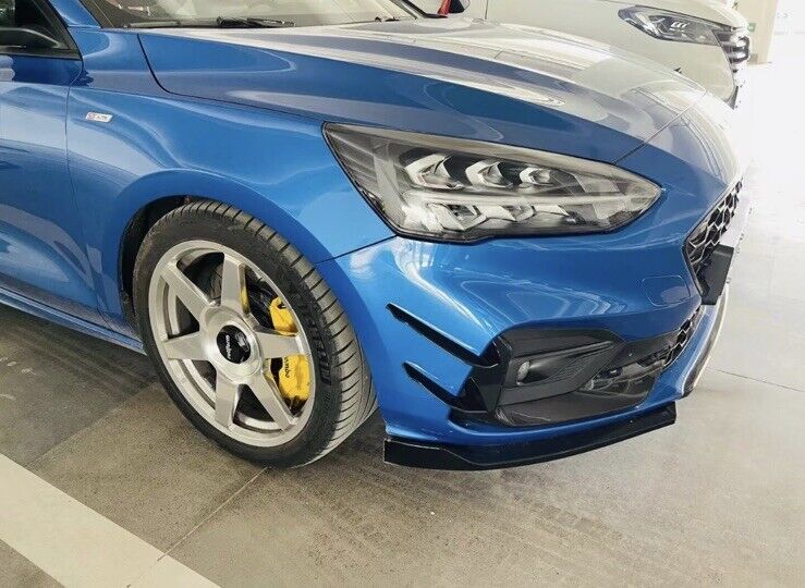Ford Focus ST ST Line MK4 2018-2021 Gloss Black Front Bumper Canards Blades 4pcs