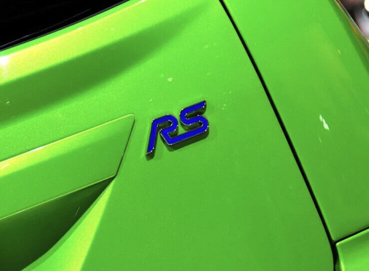 Ford Focus Blue RS Badge Metal Tailgate Boot Body Panel Adhesive Badge Focus RS