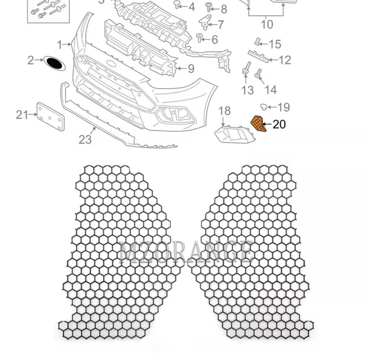 Ford Focus RS MK3 2015-2018 Front Fog Light Trim Intake Mesh Grille Inserts