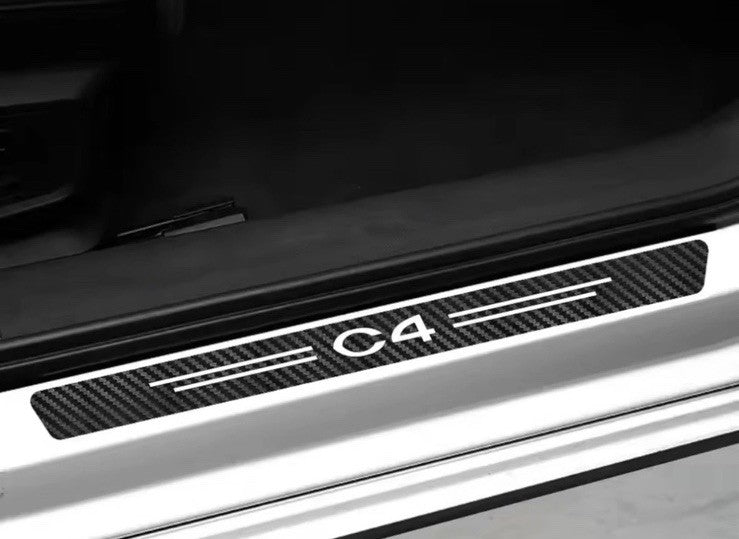 4pcs Citroen C4 Carbon Fibre Effect Car Door Sill Protective Strips
